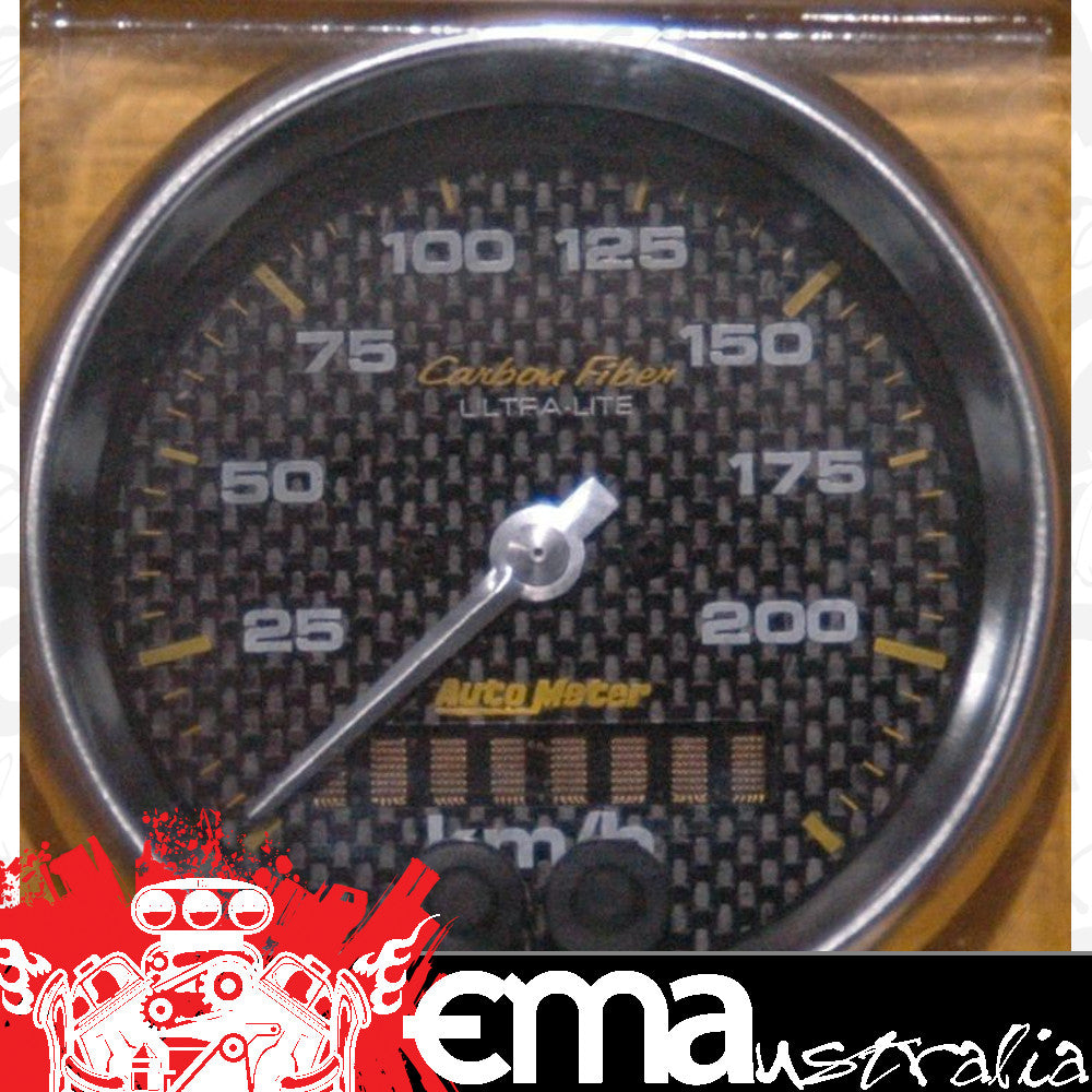 AutoMeter AU4780-M Carbon Fiber 3-3/8" Elec In-Dash GPS Speedometer 0-225 KPH