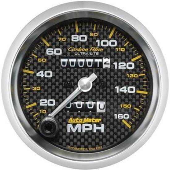 AutoMeter AU4793 Carbon Fiber 3-3/8" Mech Speedometer 0-160 MPH 85.7Mm