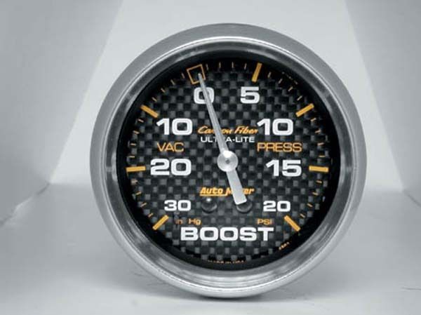 AutoMeter AU4801 Carbon Fiber 2-5/8" Mech Boost/Vacuum Gauge 30 In. Hg./20 PSI