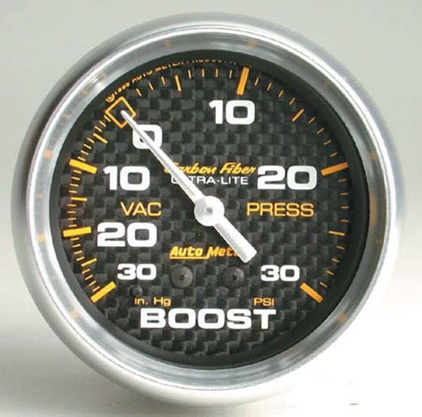 AutoMeter AU4803 Carbon Fiber 2-5/8" Mech Boost/Vacuum Gauge 30 In. Hg./30 PSI