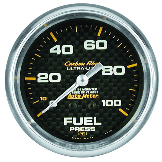 AutoMeter AU4812 Carbon Fiber Fuel Pressure Gauge 2-5/8" Full Sweep Mech 0-100 PSI