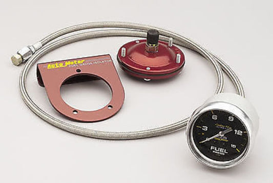 AutoMeter AU4813 Carbon Fiber 2-5/8" Mech Fuel Pressure Gauge 0-15 PSI with Isolator