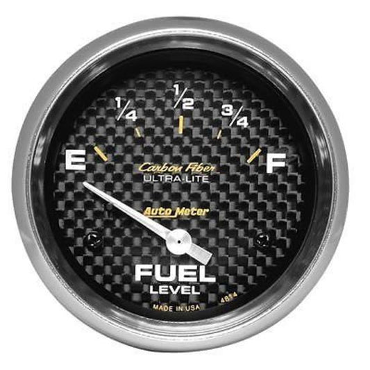 AutoMeter AU4814 Carbon Fiber 2-5/8" Elec Fuel Level Gauge Gm 0-90 OHMS