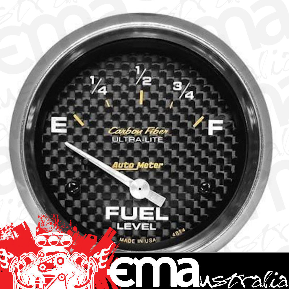 AutoMeter AU4814 Carbon Fiber 2-5/8" Elec Fuel Level Gauge Gm 0-90 OHMS