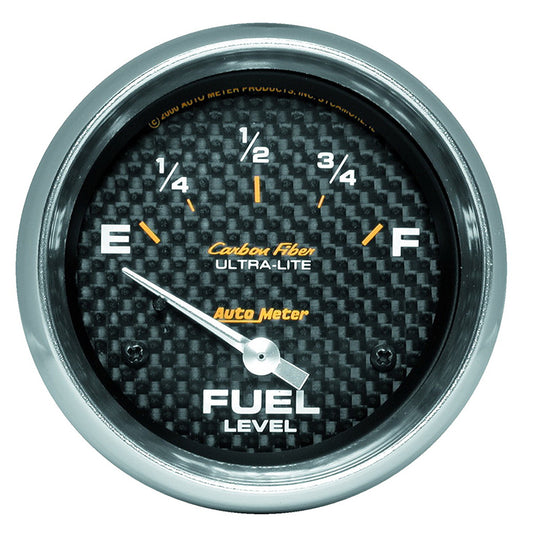 AutoMeter AU4816 Carbon Fiber Fuel Level Gauge 2-5/8" Short Sweep Elec 240 OHMS Empty/33 OHMS Full