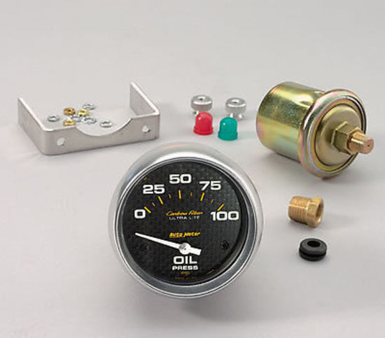 AutoMeter AU4827 Carbon Fiber 2-5/8" Elec Oil Pressure Gauge 0-100 PSI