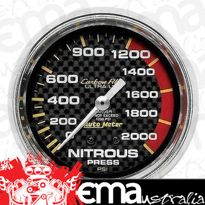 AutoMeter 4828 2-5/8" NITROUS PRESSURE, 0-2000 PSI, CARBON FIBER