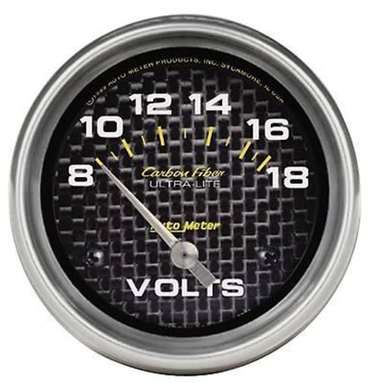 AutoMeter AU4891 Carbon Fiber 2-5/8" Elecal Voltmeter Gauge 8-18V