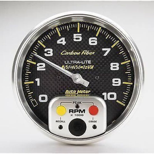 AutoMeter AU4894 Carbon Fiber 5" Elecal In-Dash Tacho 0-10000RPM W/Memory