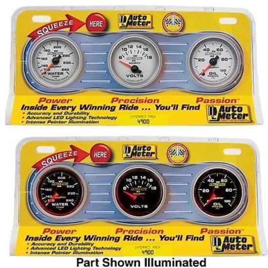 AutoMeter AU4900 Ultra-Lite II 2-1/16" 3 Gauge Pack Water Temp Volts Oil Press