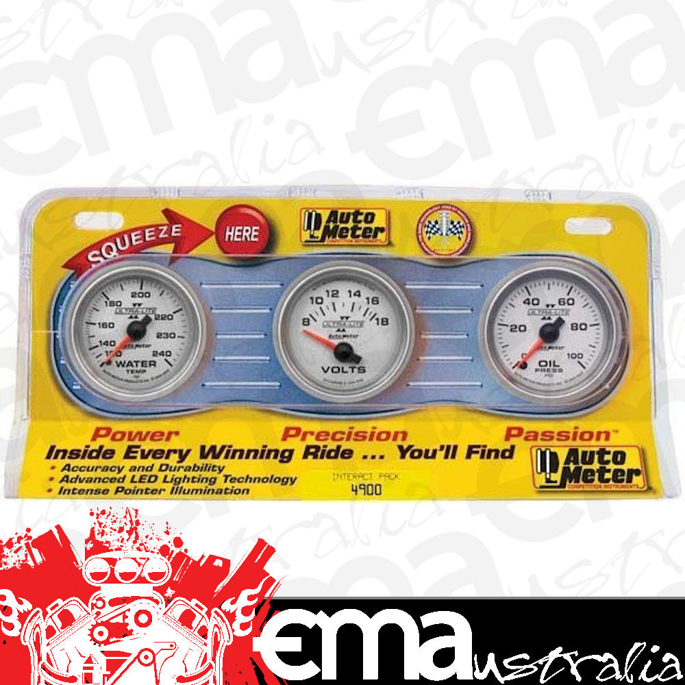 AutoMeter AU4900 Ultra-Lite II 2-1/16" 3 Gauge Pack Water Temp Volts Oil Press