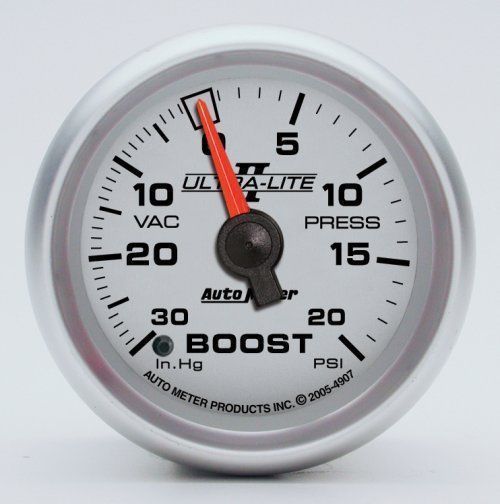 AutoMeter AU4907 Ultra-Lite II 2-1/16" Mech. Boost/Vacuum Gauge 30In. Hg/20PSI