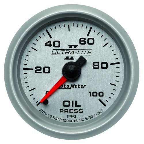 AutoMeter AU4921 Ultra-Lite II Oil Pressure Gauge 2-1/16" Full Sweep Mech 0-100 PSI
