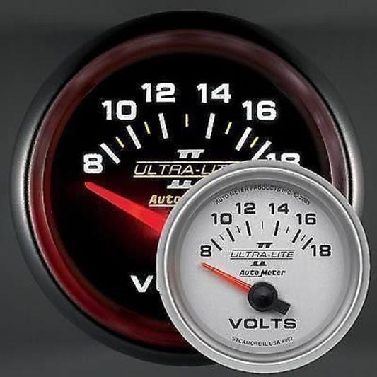 AutoMeter AU4992 Ultra-Lite II 2-1/6" Elecal Voltmeter Gauge 8-18 Volts