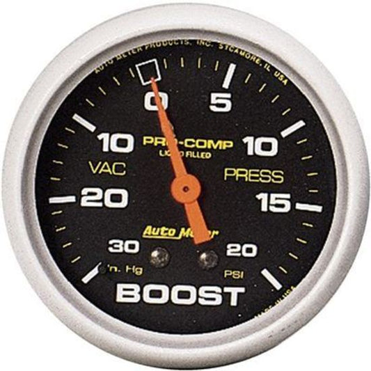 AutoMeter AU5401 Pro-Comp Boost/Vac Gauge 2-5/8" Mech Hg/30 PSI-20 In