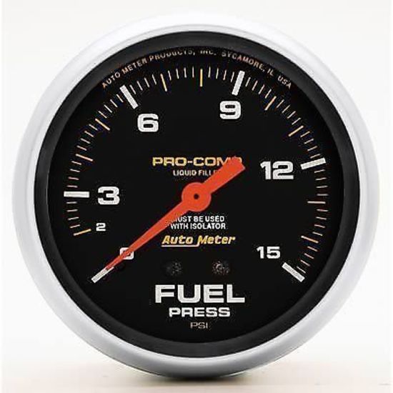 AutoMeter AU5413 Pro-Comp 2-5/8" Mech Fuel Pressure Gauge 0-15 PSI Liquid Filled