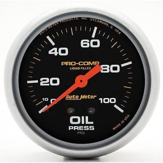 AutoMeter 5421 2-5/8" OIL PRESSURE, 0-100 PSI, LIQUID FILLED, PRO-COMP