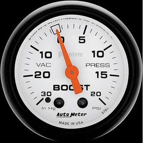 AutoMeter AU5701 Phantom Mech Analog 2-1/16" Boost/Vacuum Gauge 30 In. Hg/20 PSI