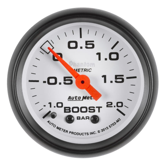 AutoMeter AU5703-M2 Phantom 2-1/16" Mech Boost/Vacuum Gauge -1/+2 Bar