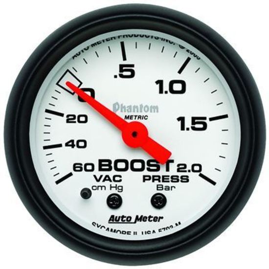 AutoMeter AU5703M Gauge Phantom Metric Boost/Vacuum 60 Cm Hg/2.0 Bars 2-1/16" Analog Mechanical