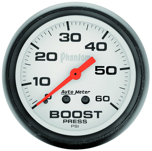 AutoMeter AU5705 Phantom Boost Gauge 2-1/16" Full Sweep Mech 0-60 PSI