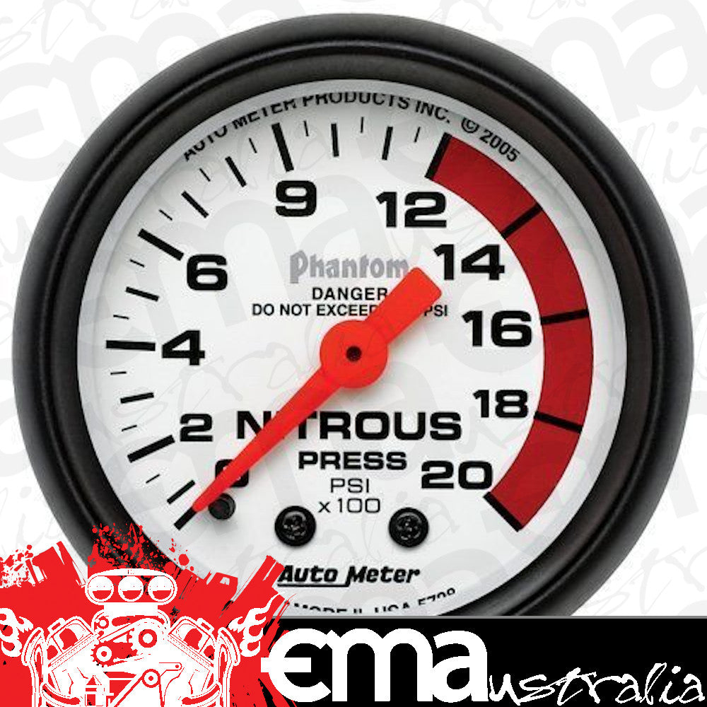 AutoMeter AU5728 Phantom 2-1/16" Mech Nitrous Pressure Gauge 0-2000 PSI