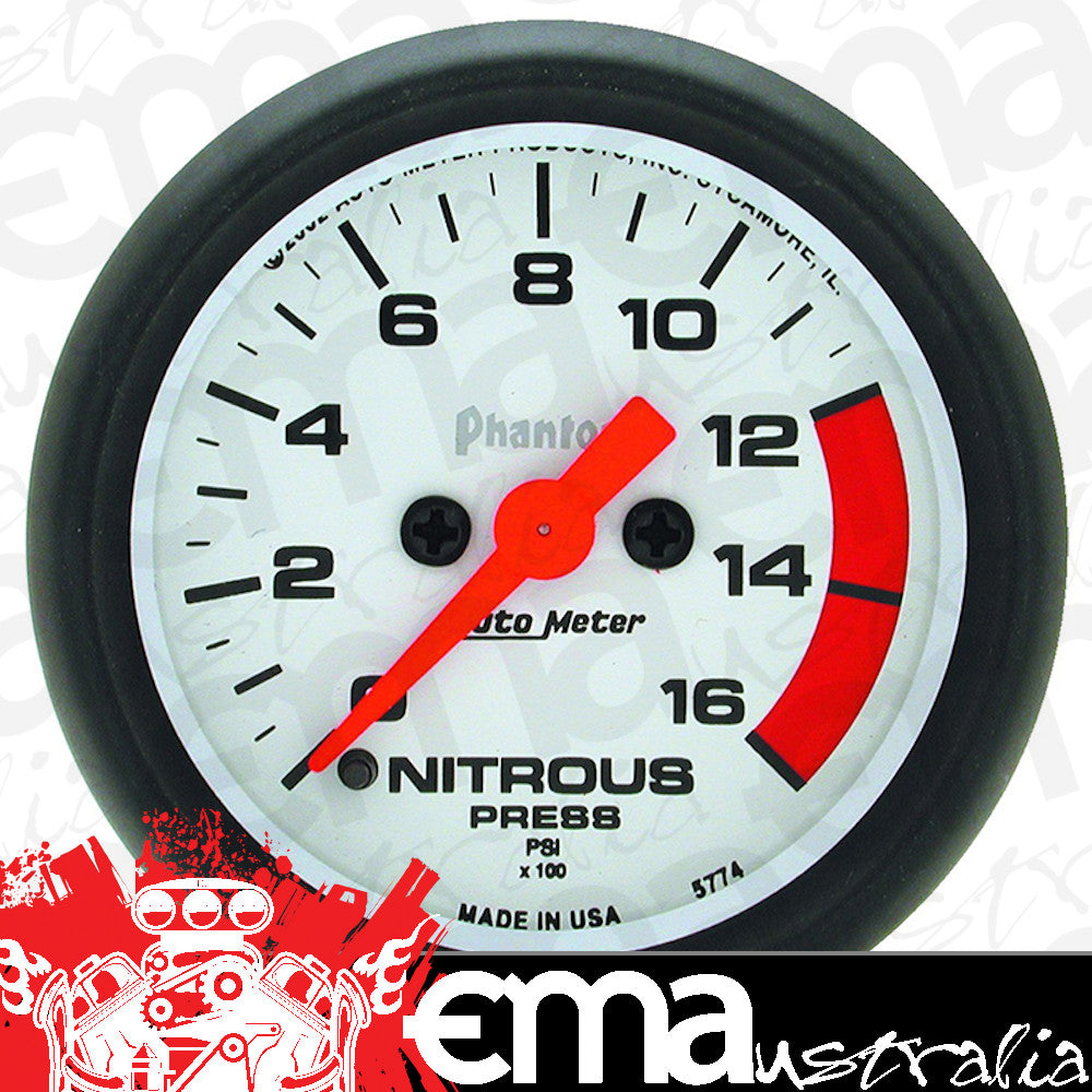 AutoMeter AU5774 Phantom Nitrous Pressure Gauge 2-1/16" Full Sweep Elec 0-1600 PSI