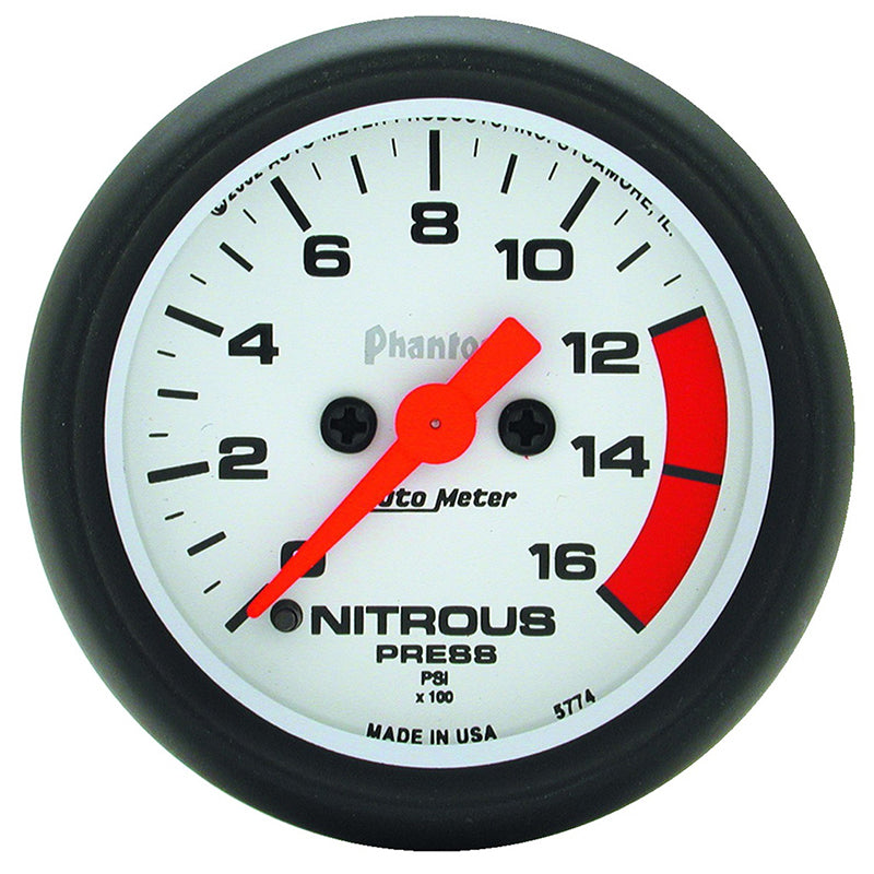 AutoMeter AU5774 Phantom Nitrous Pressure Gauge 2-1/16" Full Sweep Elec 0-1600 PSI