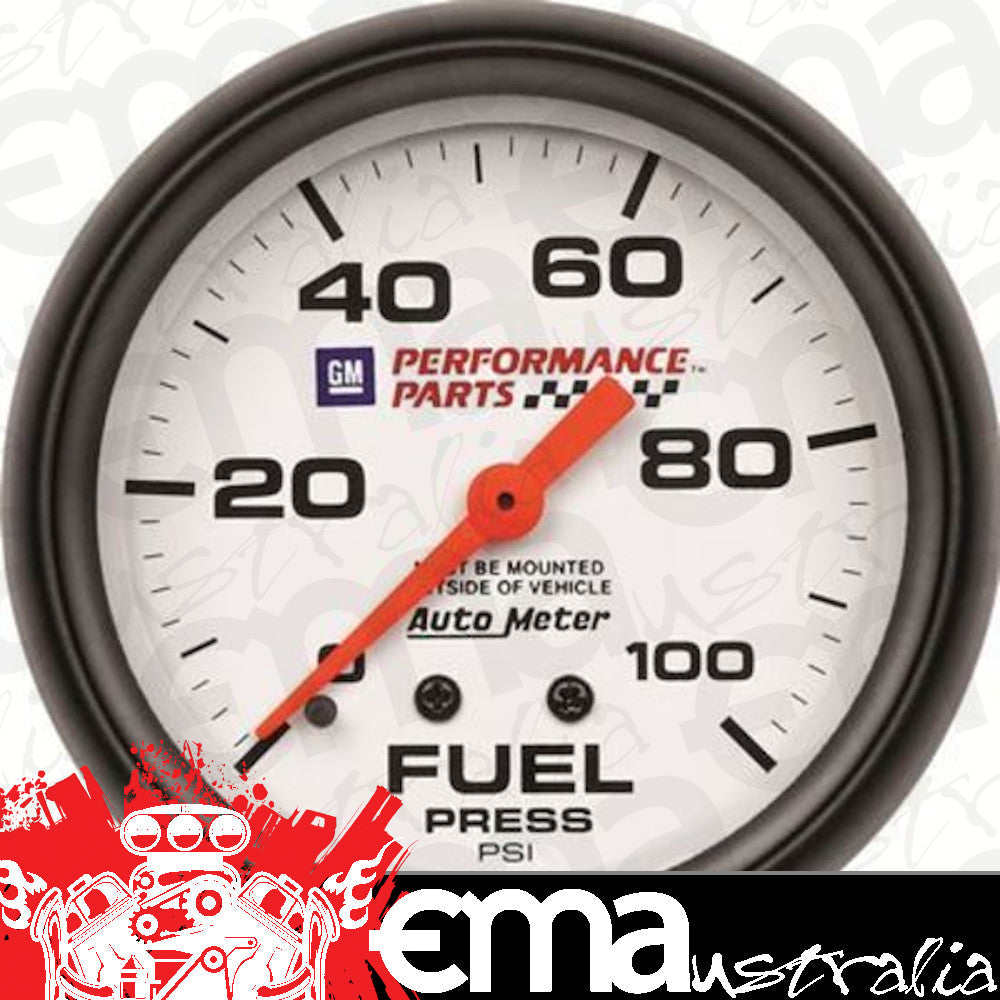 AutoMeter AU5812-00407 Gmpp Fuel Pressure Gauge 2-5/8" White Dial Full Sweep Mech 0-100 PSI