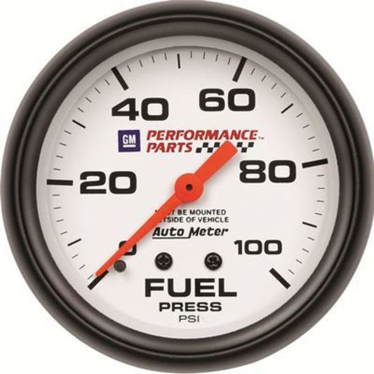 AutoMeter AU5812-00407 Gmpp Fuel Pressure Gauge 2-5/8" White Dial Full Sweep Mech 0-100 PSI