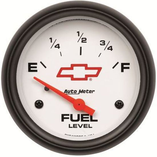 AutoMeter AU5814-00406 Chev Bow-Tie Fuel Level Gauge 2-5/8" White Dial Short Sweep Elec 0-90 OHMS