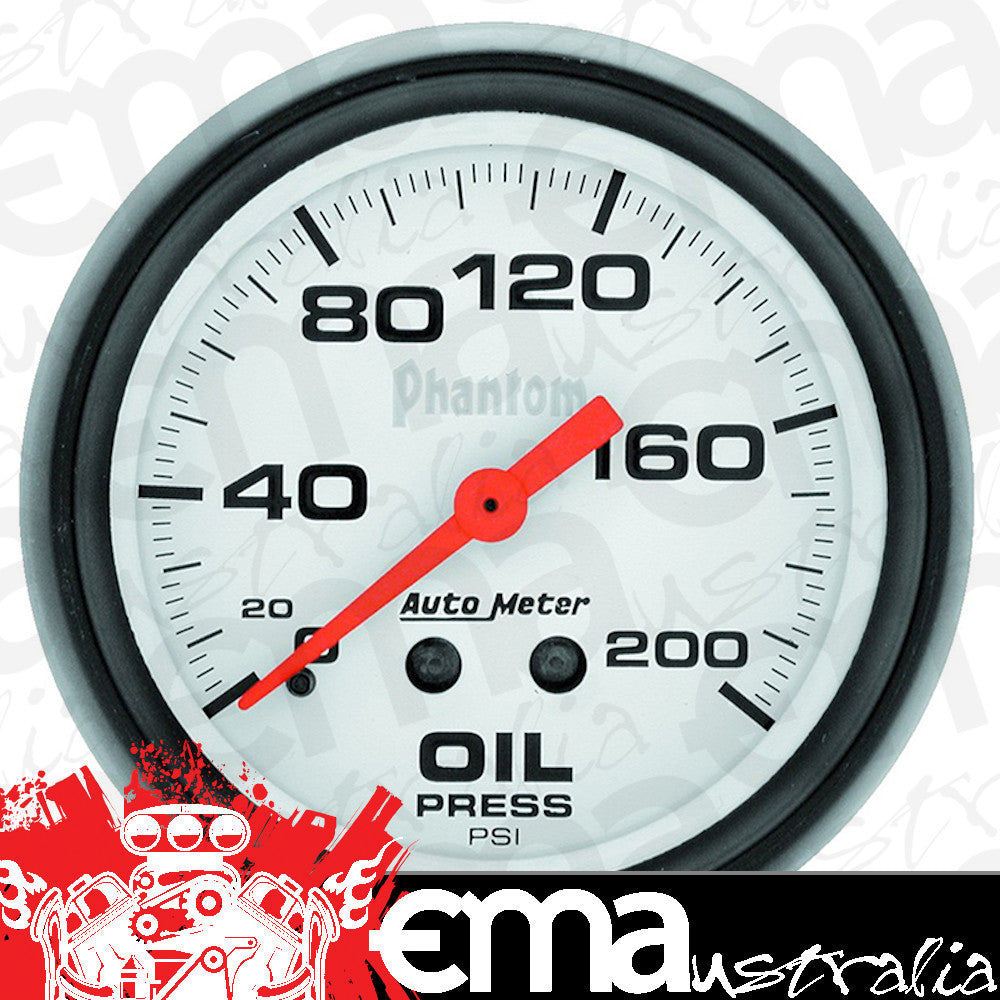 AutoMeter AU5822 Phantom Oil Pressure Gauge 2-5/8" Full Sweep Mech 0-200 PSI