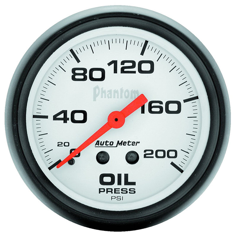 AutoMeter AU5822 Phantom Oil Pressure Gauge 2-5/8" Full Sweep Mech 0-200 PSI