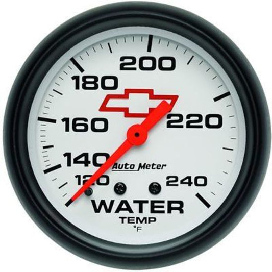AutoMeter AU5832-00406 Chev Bow-Tie Water Temperature Gauge 2-5/8" White Dial Full Sweep Mech 120-240Ç÷F