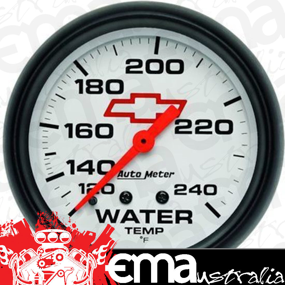 AutoMeter AU5832-00406 Chev Bow-Tie Water Temperature Gauge 2-5/8" White Dial Full Sweep Mech 120-240Ç÷F