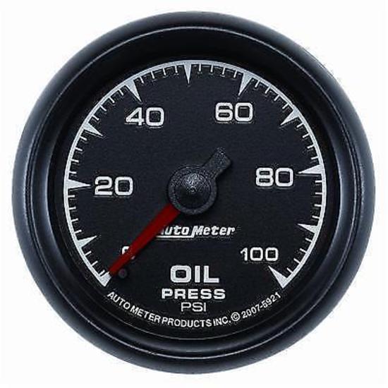 AutoMeter AU5921 ES 2-1/16" Mech Oil Pressure Gauge 0-100 PSI Black/Black