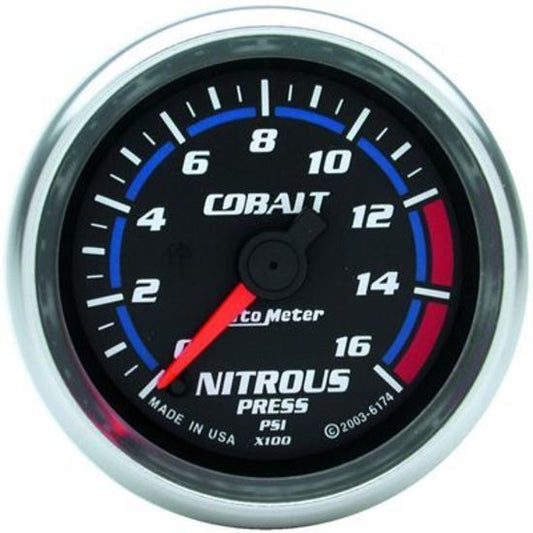 AutoMeter AU6174 Cobalt Nitrous Pressure 0-1600 PSI 2-1/16" Analog Elecal