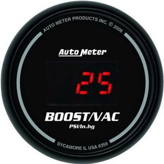 AutoMeter AU6359 Sport-Comp Boost/Vacuum 30 In. Hg/30 PSI 2-1/16" Digital Elecal