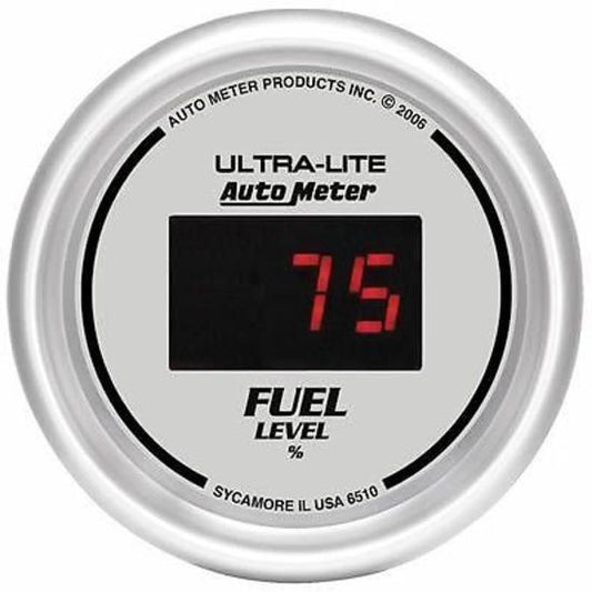 AutoMeter AU6510 Ultra-Lite 2-1/16" Digital Fuel Level Gauge Prog. 0-280 OHMS
