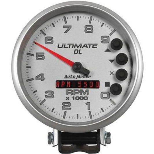 AutoMeter AU6894 Ultimate Dl Tachometer 0-9000 RPM 5 In. Diameter Silver Face Analog Elecal