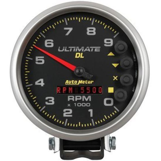 AutoMeter AU6896 Ultimate Dl Tachometer 0-9000 RPM 5 In. Diameter Black Face Analog Elecal