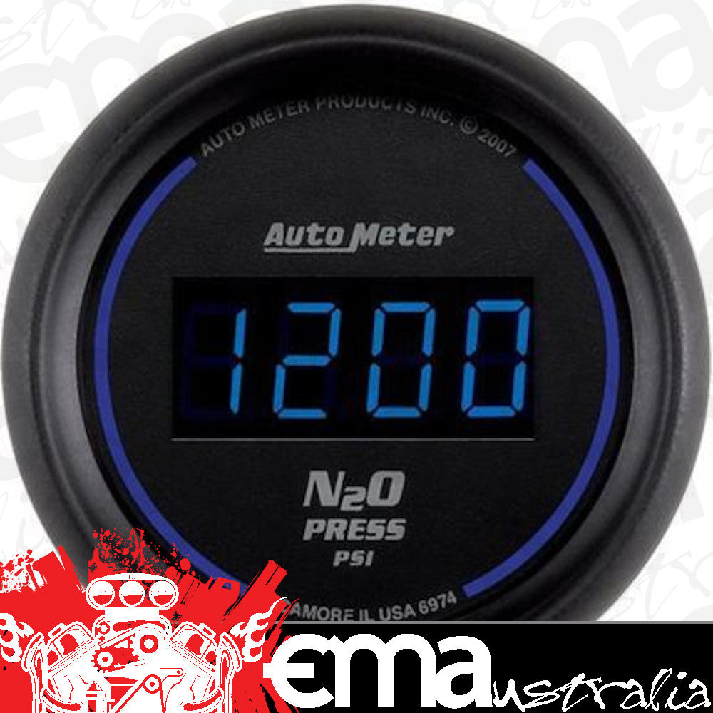 AutoMeter AU6974 Cobalt Digital Nitrous Pressure 0-2000 PSI 2-1/16" Diameter Elecal Blue