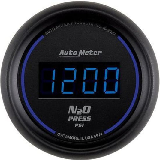 AutoMeter AU6974 Cobalt Digital Nitrous Pressure 0-2000 PSI 2-1/16" Diameter Elecal Blue