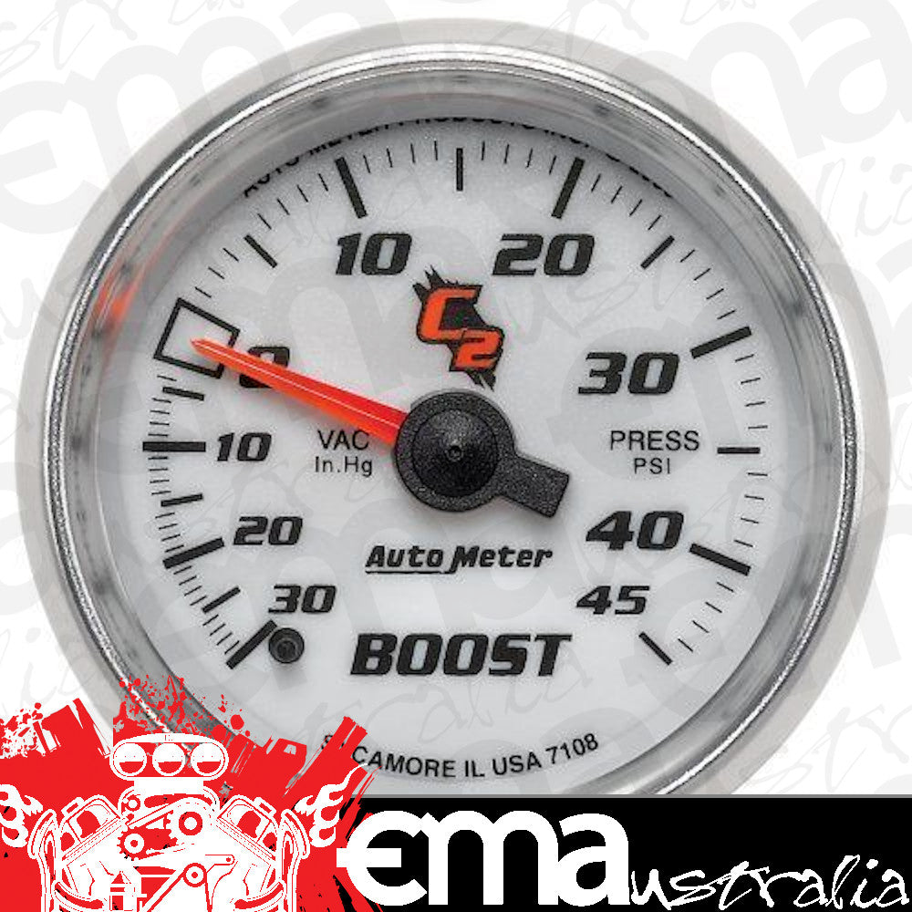 AutoMeter AU7108 C2 2-1/16" Mech Boost / Vacuum Gauge 30" Hg/45 PSI