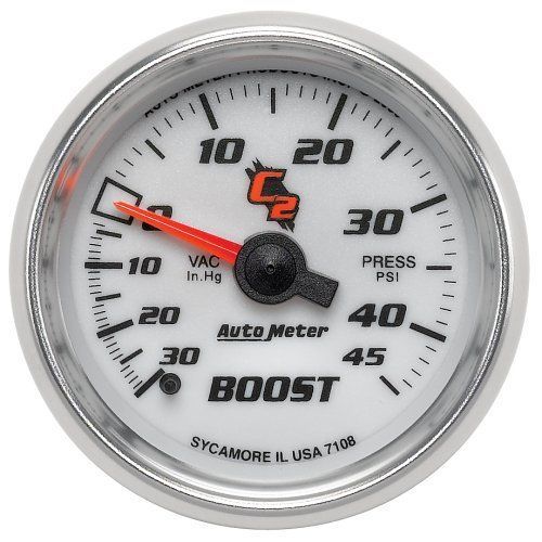 AutoMeter AU7108 C2 2-1/16" Mech Boost / Vacuum Gauge 30" Hg/45 PSI