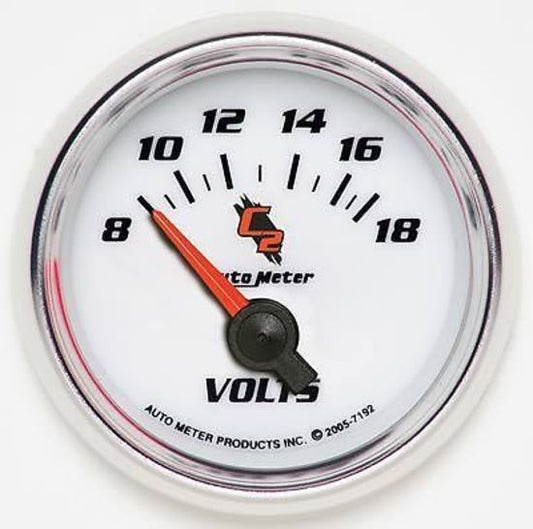 AutoMeter AU7192 C2 2-1/16" Elec Voltmeter Gauge 8-18 Volts Short Sweep