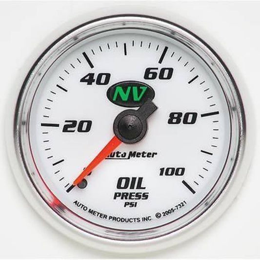 AutoMeter AU7321 NV 2-1/16" Mech Oil Pressure Gauge 0-100 PSI