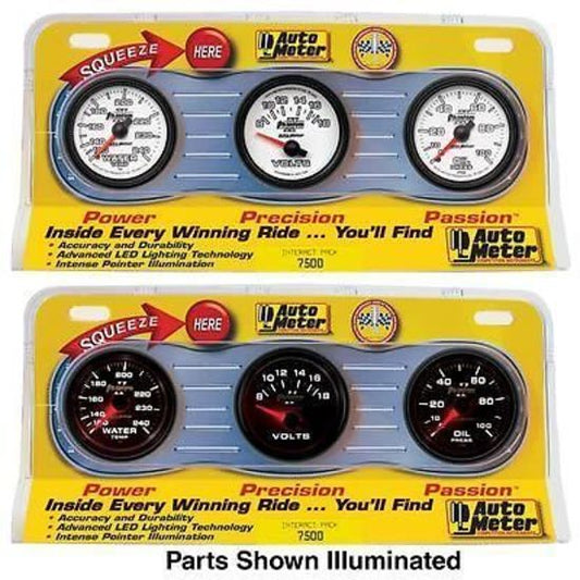 AutoMeter AU7500 Phantom II 3 Pack Oil Water Volt Mech