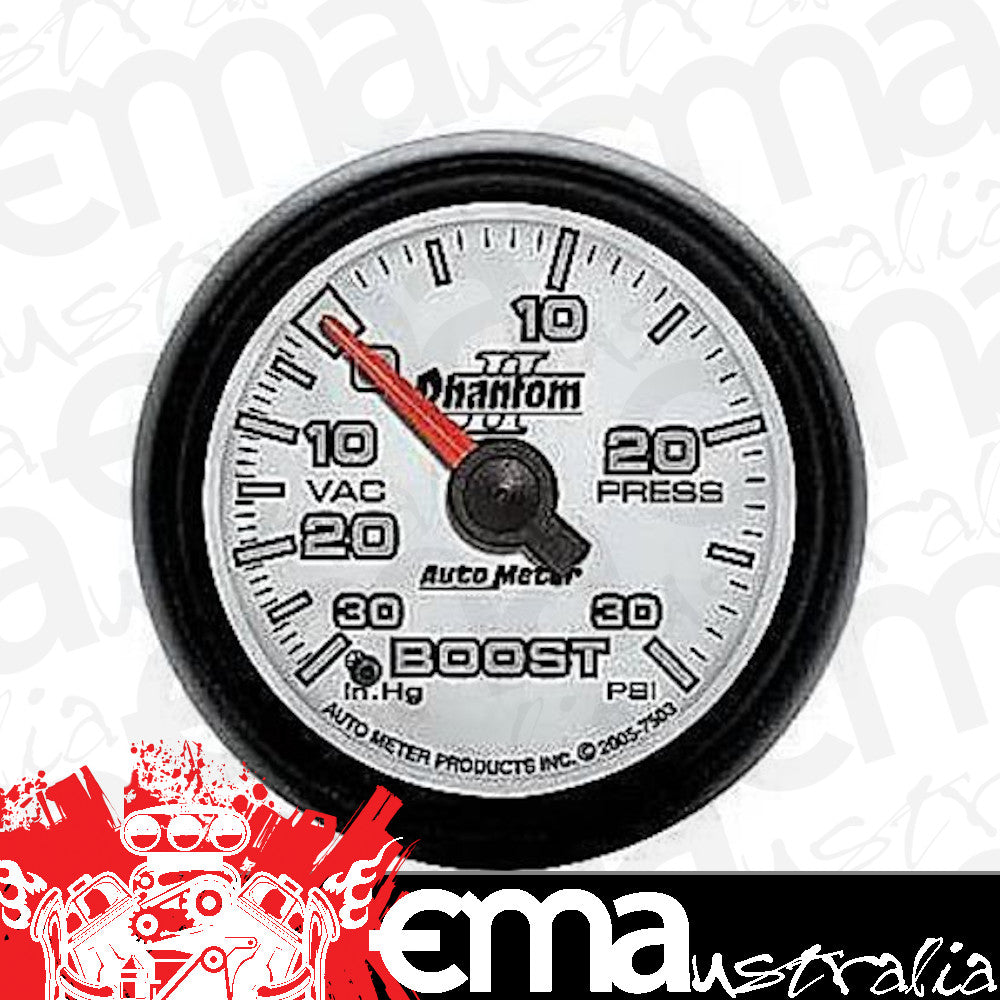 AutoMeter 7503 2-1/16" BOOST/VACUUM, 30 IN HG/30 PSI, PHANTOM II