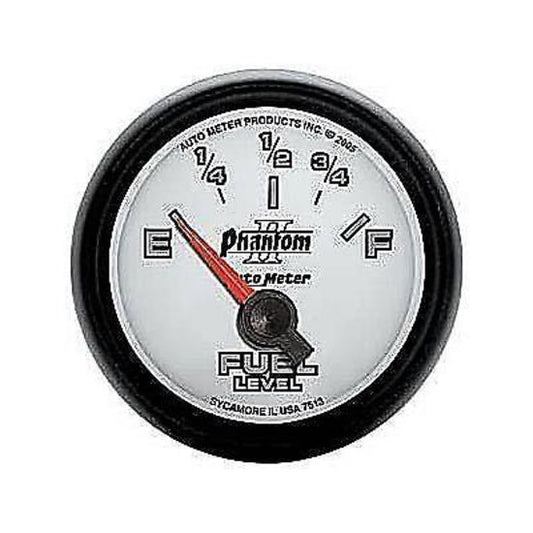 AutoMeter AU7513 Phantom II 2-1/16" Elec.Fuel Level Gauge 0-90 OHMS White/Black